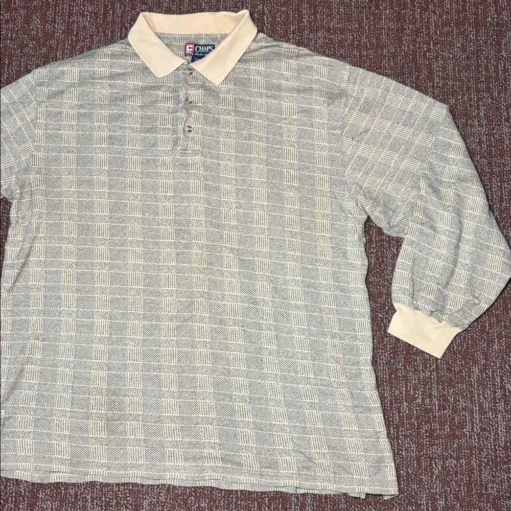 Vintage 90’s Chaps Ralph Lauren Beige and Cream Polo Shirt rugby style shirt